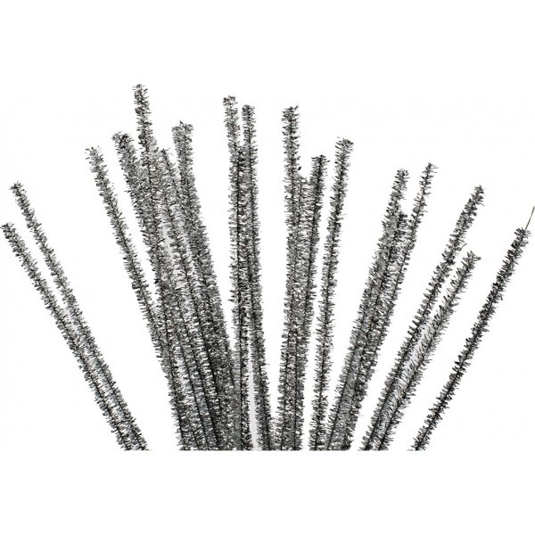 Piprensare - 6 mm - ilver - glitter - 24 st Piprensare - 6 mm - ilver - glitter - 24 st