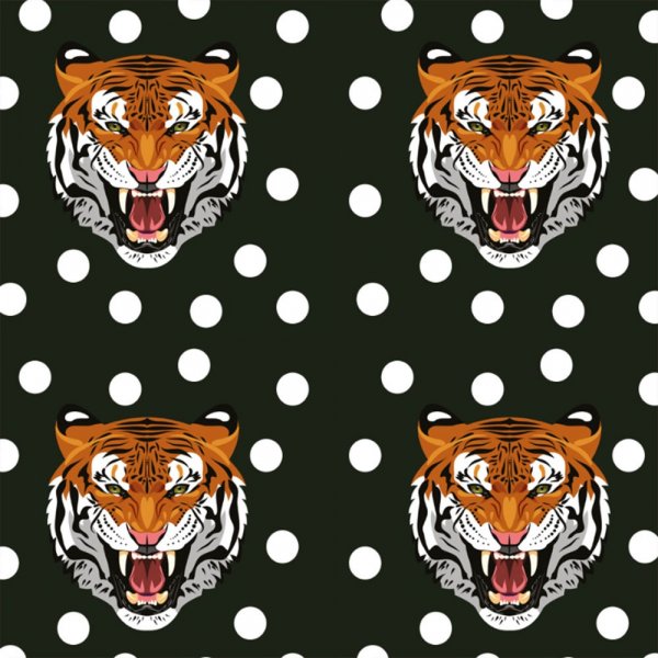 Mönstrad Trikå 150 cm - Tigerhuvud Svart Prick Mönstrad Trikå 150 cm - Tigerhuvud Svart Prick