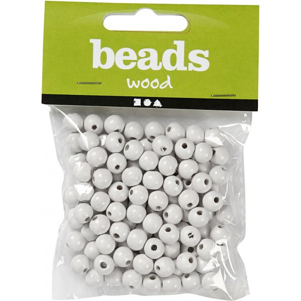 Träpärlor - Ø10 mm - vit - 20 g Träpärlor - Ø10 mm - vit - 20 g