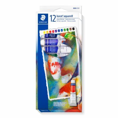 Akvarelmaling/Vandfarver 12 ml - 12 farver