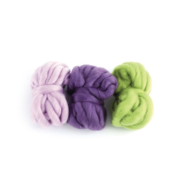 Ullgarnspaket 3 x 5 m i mauve, lila och mossgrönt Ullgarnspaket 3 x 5 m i mauve, lila och mossgrönt