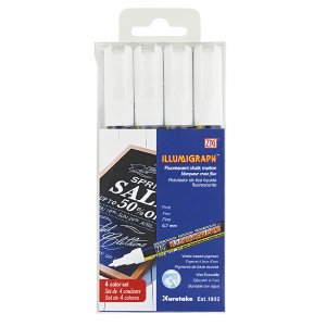 Markeringspen ZIG Illumigraph PMA-110 0,7 mm hvid 4 stk.
