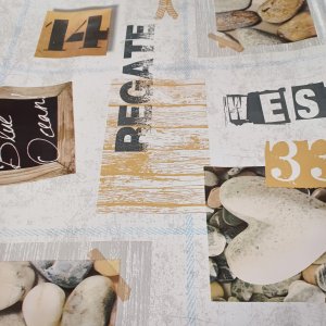 Vaxduk PVC by the sea stones 140 cm