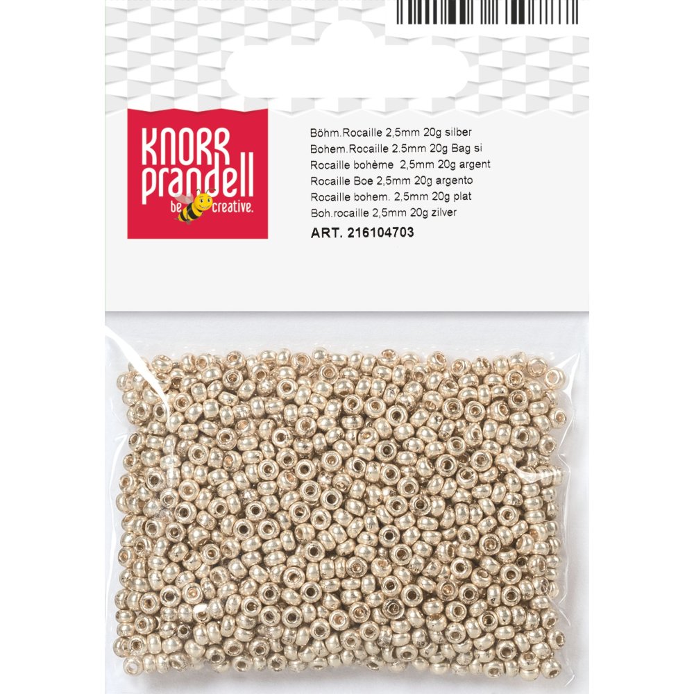 Bohemske rocailleperler 2,5 mm, 20 g, lys sølv - Blandinger af rocaillesperler, Rocaillesperler, Håndværk