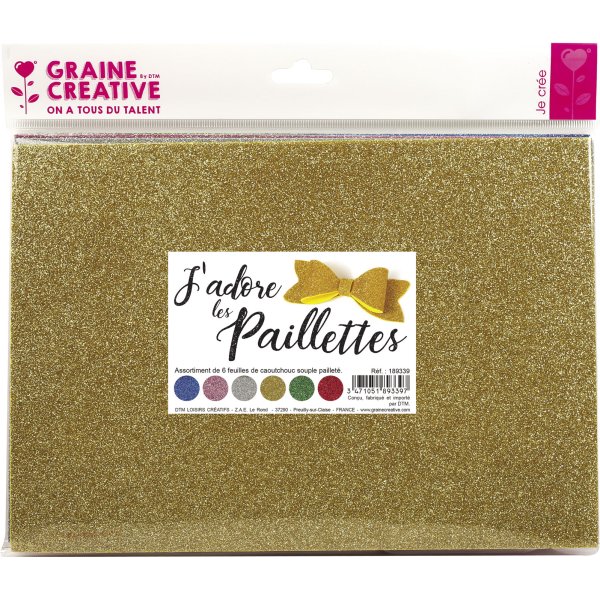 Set med 6 glitterark i mjuk gummi, A4 Set med 6 glitterark i mjuk gummi, A4