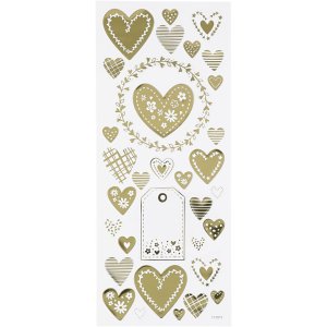 Klisterm�rker Hjerter 10x24 cm Guld 33 stk - Ark