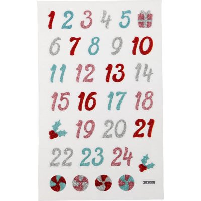 Glitterstickers - kalendersiffror