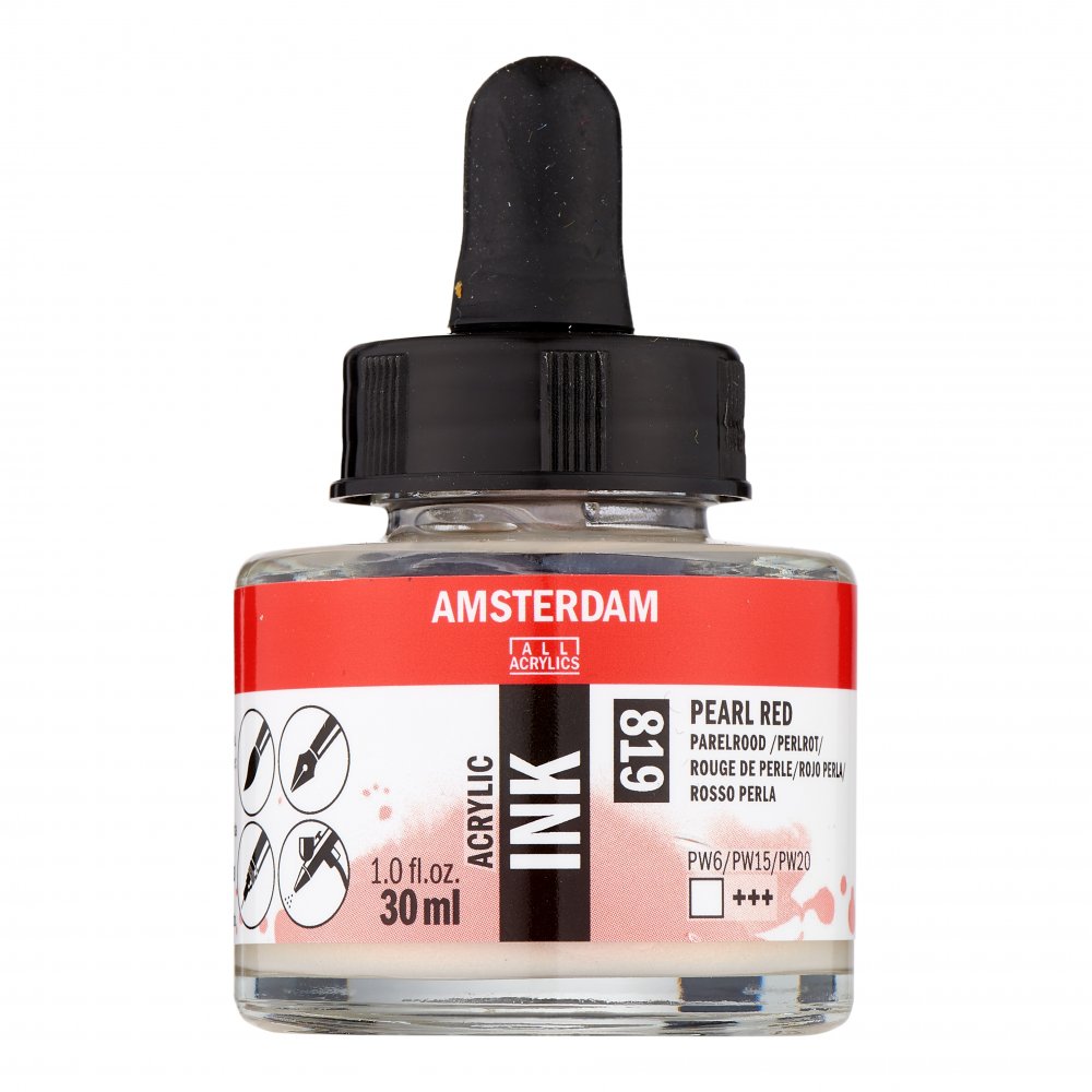 Akryltusch Amsterdam 38 ml - Pearl Red - Tusch & Blæk, Kunstnerfarver