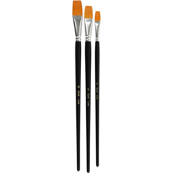 Gold Line-penslar - nr. 12+16+20 - platta - 3 st Gold Line-penslar - nr. 12+16+20 - platta - 3 st