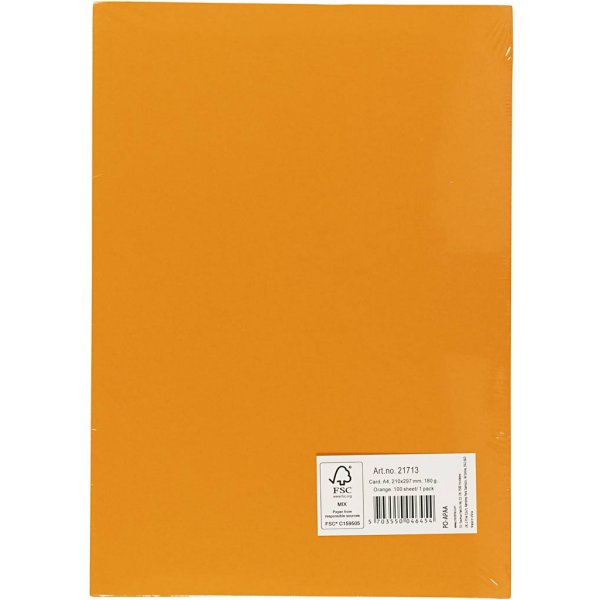 Färgad Kartong - orange - A4 - 180 g - 100 ark Färgad Kartong - orange - A4 - 180 g - 100 ark