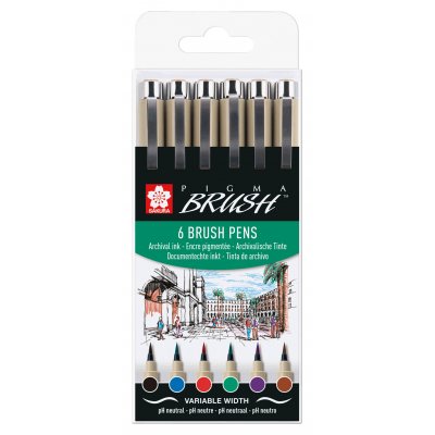 Penselpennor Pigma Brush - 6 frger