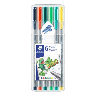 Fineliners Triplus 0,3 mm Dino - 6 pennor