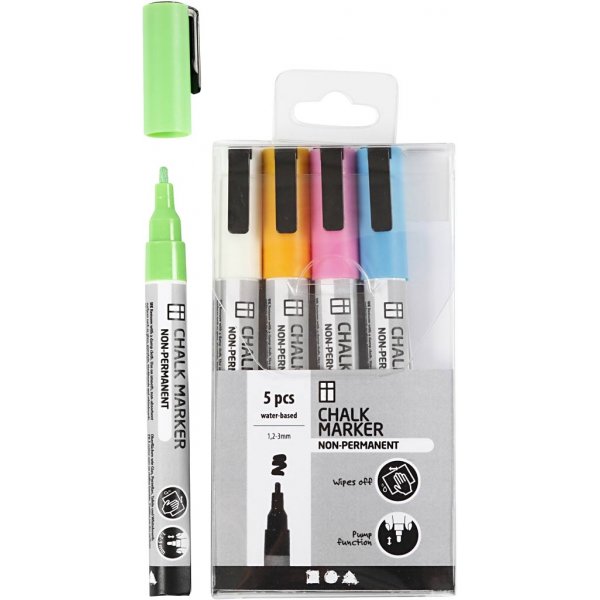 Chalk Markers - starka färger - 5 st Chalk Markers - starka färger - 5 st