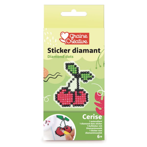 Diamond mosaic-kit med körsbärsmotiv, 10 cm Diamond mosaic-kit med körsbärsmotiv, 10 cm