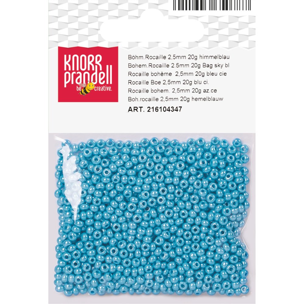 Boheme rocailleperler 2,5 mm, 20 g, himmelblå mat - Blandinger af rocaillesperler, Rocaillesperler, Håndværk