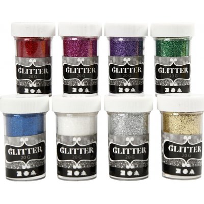 Glitter - blandede farver - 8 x 20 g