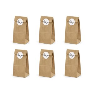 Godisp�sar i kraftpapper med Thank you-stickers 8 x 18 x 6 cm - 6-pack