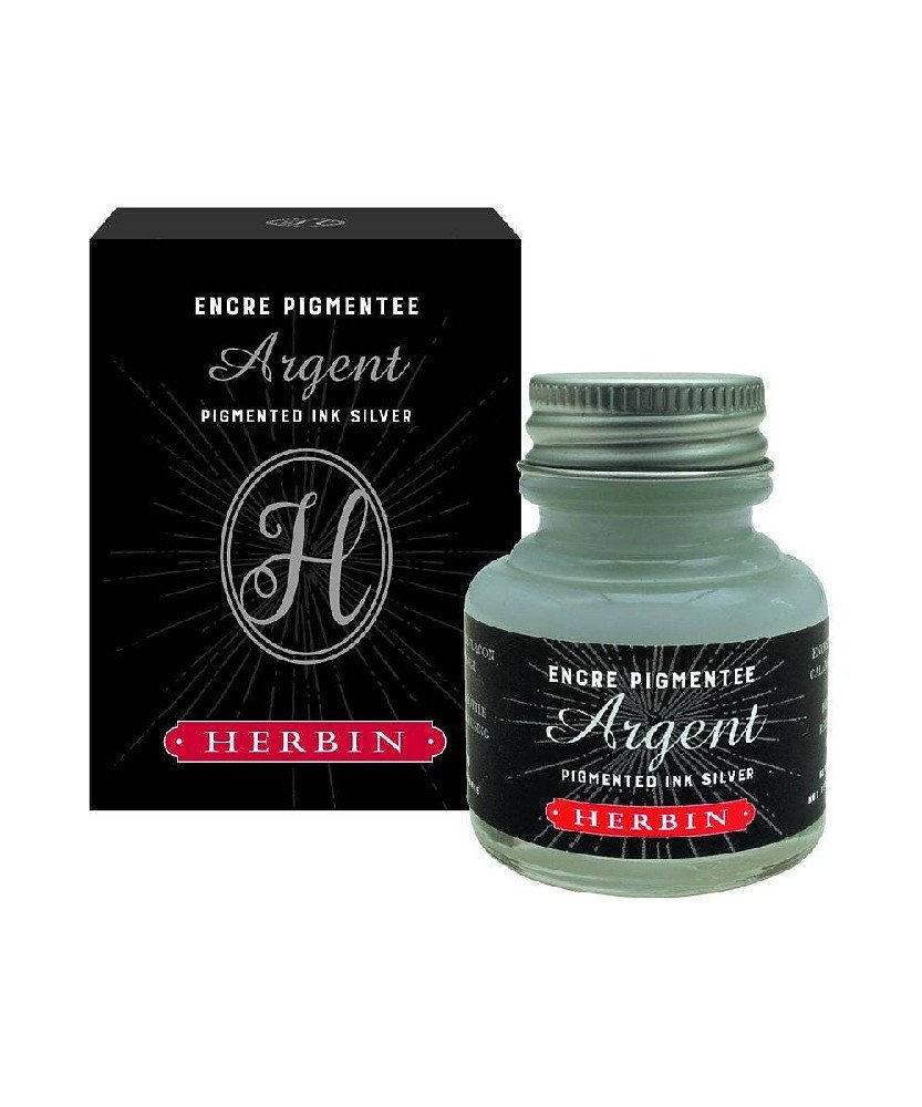 Pigmentblæk Herbin 38 ml - Sølv - Tusch & Blæk, Kunstnerfarver