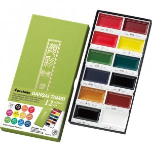 Akvarellmaling Gansai Tambi 12 farger - Sett I