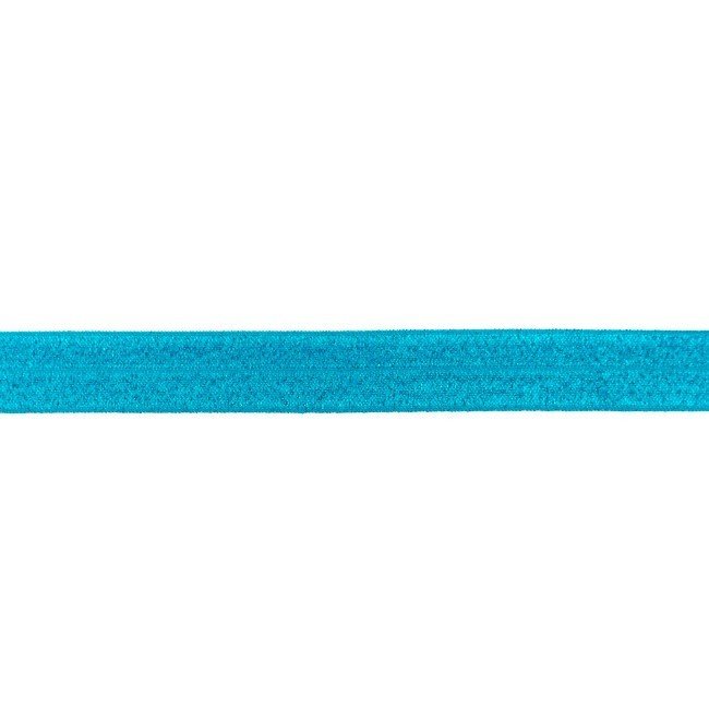 Mansjettstoff - Stretchy, glitter, fotokrom 2 cm - mørk vannblå - Linningsbånd, Klestoffer, Tekstiler