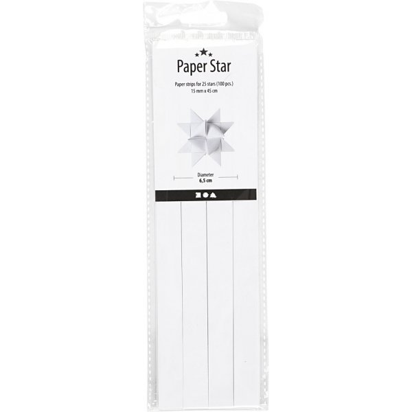 Stjärnstrimlor - vit - Ø6,5 cm - 100 strimlor Stjärnstrimlor - vit - Ø6,5 cm - 100 strimlor
