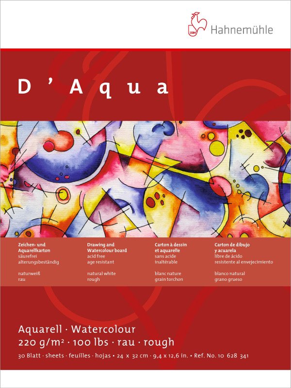 Akvarelblok Hahnemühle D Aqua 220 g Grov - 30x40cm - Akvarelpapir, Blok