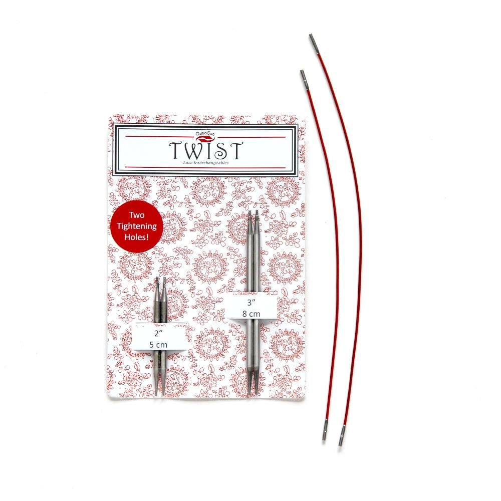 Kortende nåle Kombo Twist 5 & 8 cm - 2,5 mm (M) - Endepinde, Strikkepinde, Strikning, Strikke, hækle, knytte og væve