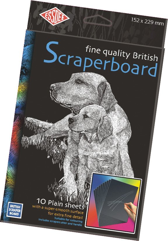 Scratch Carton sort med ridse kniv - 229x152mm - Skrabekunst, Malersæt