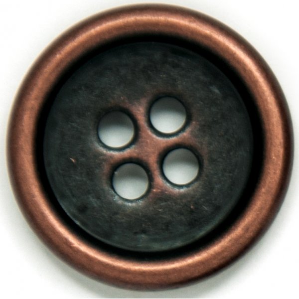 Knapp Rund 4-hulls 20 mm 4stk - Kobberfarget