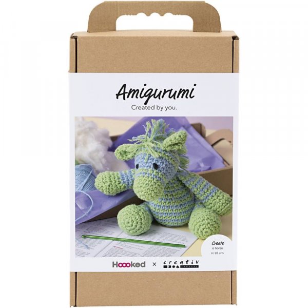 DIY-s�t amigurumi zebra lysebl� og lysegr�n - 1 pakke.