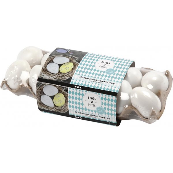 Plastägg - vit - präglat mönster - 12 st Plastägg - vit - präglat mönster - 12 st
