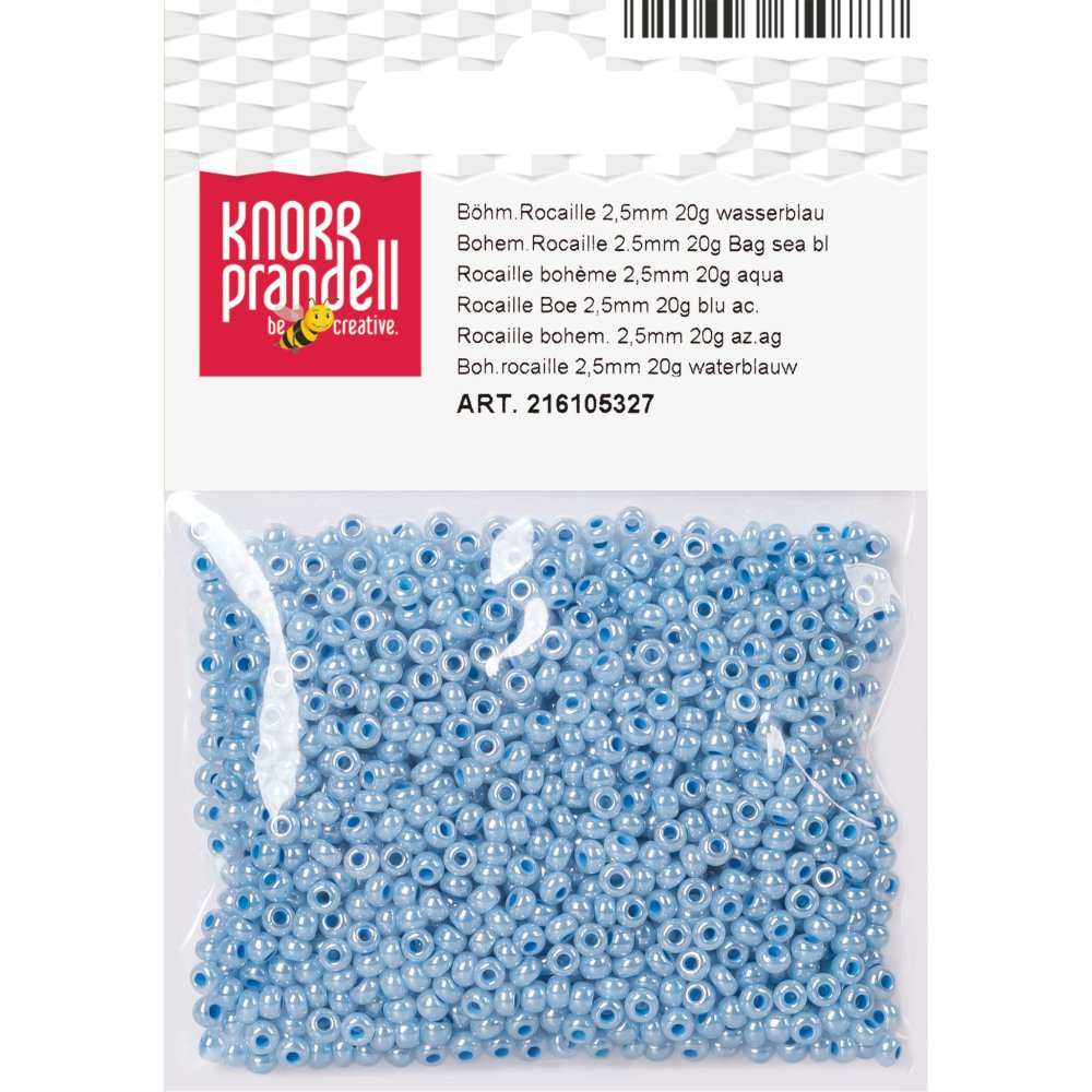 Bohemiska rocaillepärlor 2,5 mm 20 g havsblå - Mixar av rocaillespärlor, Rocaillespärlor, Pyssla