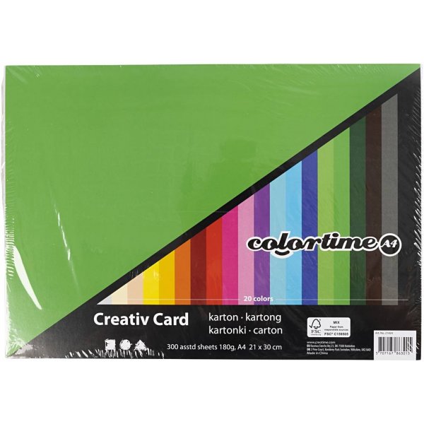 Creativ Kartong - mixade färger - A4 - 300 st Creativ Kartong - mixade färger - A4 - 300 st