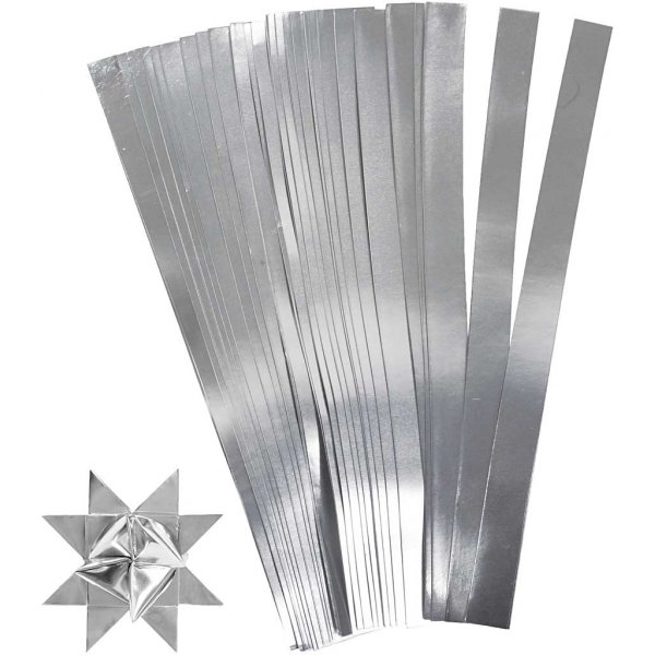 Stjärnstrimlor - silver - Ø4,5 cm - 100 strimlor Stjärnstrimlor - silver - Ø4,5 cm - 100 strimlor