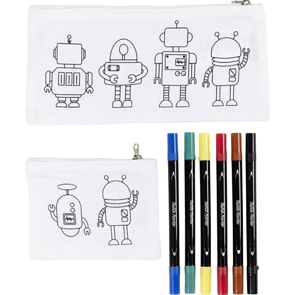Mini DIY-sæt Tekstildekoration Robot primærfarver 1 pakke Mini DIY-sæt Tekstildekoration Robot primærfarver 1 pakke