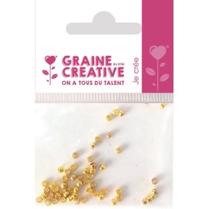 Paket med 60 guldfärgade klämpärlor 2 mm Paket med 60 guldfärgade klämpärlor 2 mm