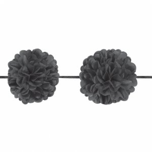 Girlang med svarta pom pom - 3.65m - 2 st