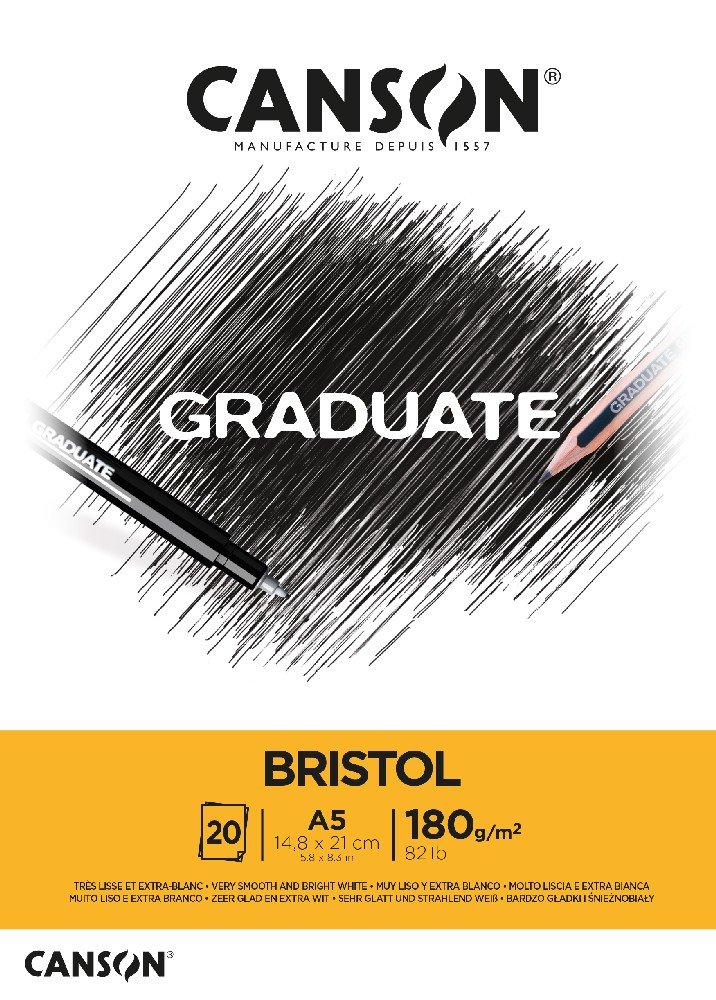 Graduate Bristolblok 180 g 20 ark - A5 - Øvrige papirer, Blok