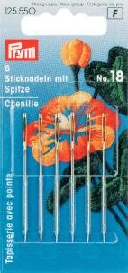 Broderinåle Chenille skarp spids 18 Si/Guldfarve 1,20x50 mm 6-pak - Broderinåle, Nåle, Sytilbehør