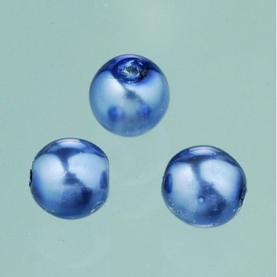 Glasprlor vax lyster 6 mm - gr-bl 40 st.