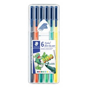 Fiberspisspenner Triplus Color Dino - 6 penner