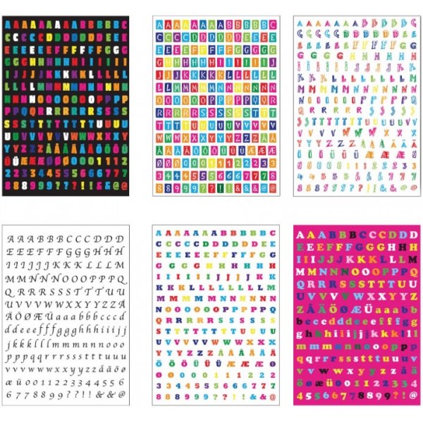 Stickers bokstäver 6 ark Stickers bokstäver 6 ark