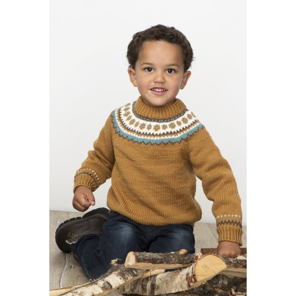 Stickmnster Lucas-Genser gul - Inklusive garn