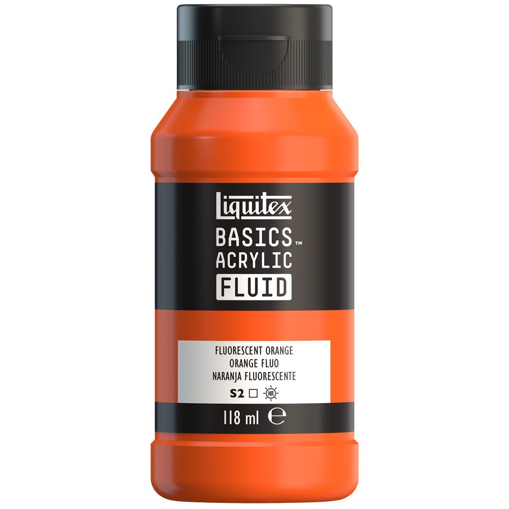 Akrylfärg - Liquitex Basics Fluid - 118ml - Fluorescent Orange - Akrylfärger, Konstnärsfärger
