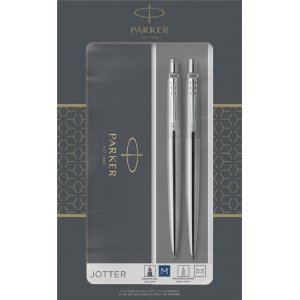 Pennset Parker Jotter - Duoset kulspets- & stiftpenna - Rostfritt stl - Chrome Trim