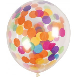 Ballonger med konfetti - transparent - 23 cm - 4 st
