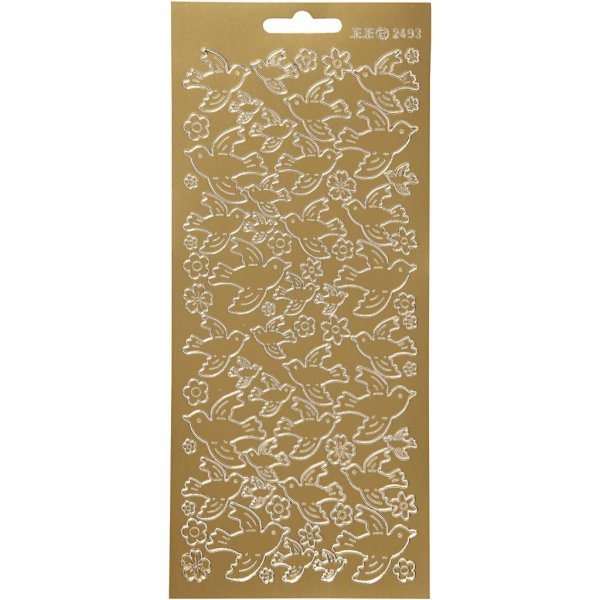 Klistermærker duer 10x23 cm Guld - 1 ark Klistermærker duer 10x23 cm Guld - 1 ark