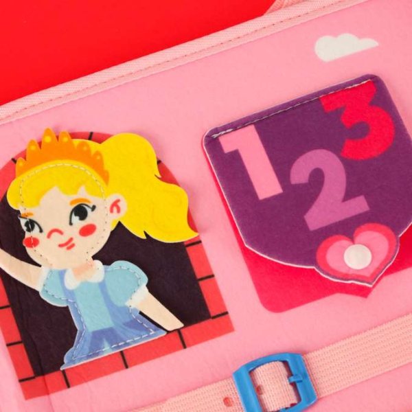Sensorisk aktivitetsrygs�k prinsesse 28 x 25 cm lyser�d