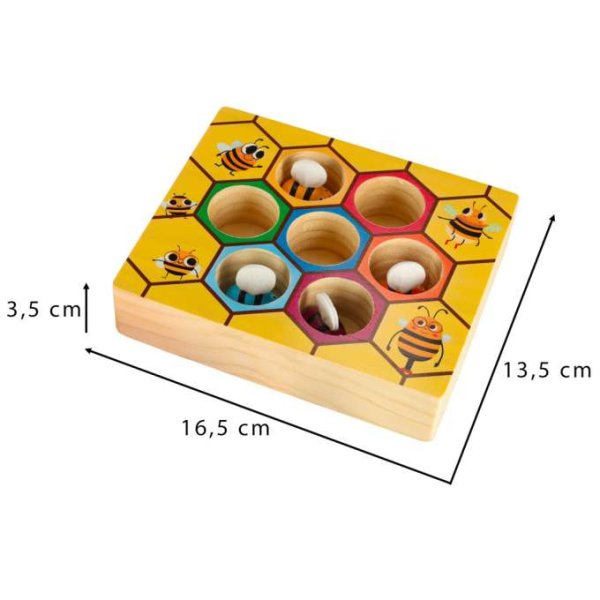 Montessori spel Bikupa med bin i trä 16,5 x 13,5 cm - Inkl. pincett Montessori spel Bikupa med bin i trä 16,5 x 13,5 cm - Inkl. pincett