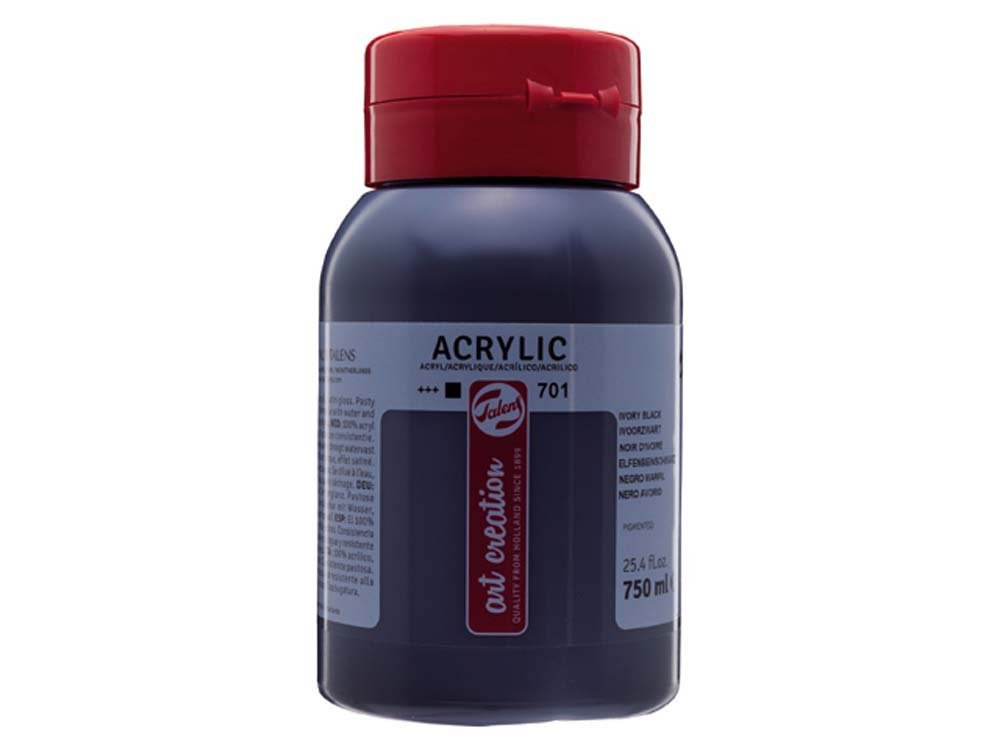 Akrylmaling Art Creation 750 ml - Ivory Black - Akrylfarver, Kunstnerfarver